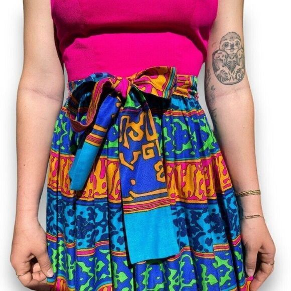 Vintage 1960s Hawaiian Stan Hicks Psychedelic Floral Bohemian Maxi Dress Sz S - Picture 8 of 8